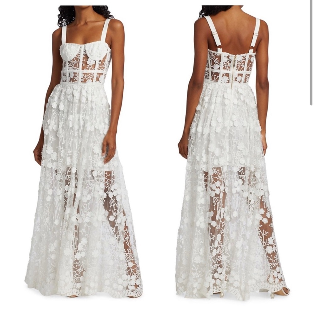 Bronx and Banco Scarlett Maxi Dress White Embroidered Size Medium